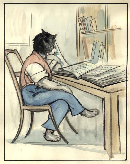 GROUP OF ILLUSTRATIONS FEATURING MIKE THE MAGICAT. - Image size: 8 1/2 in.