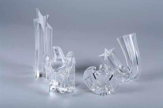 FOUR STEUBEN GLASS PAPERWEIGHTS. - 8 in. high, largest.