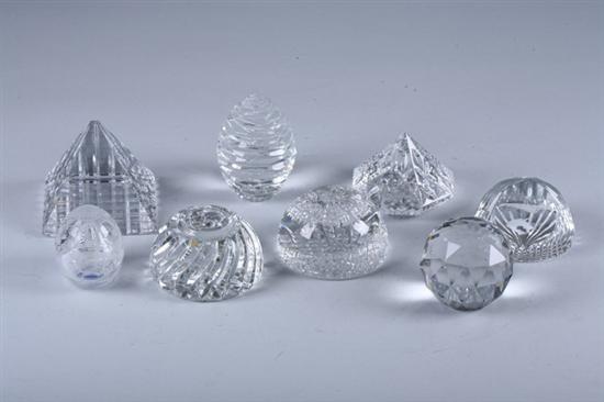 EIGHT CRYSTAL PAPERWEIGHTS. - 3 3/4 in. high, largest.