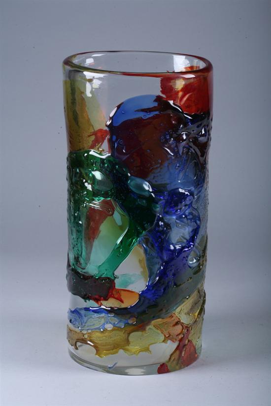 MURANO GLASS VASE, Vetro Artistico label, illegible artist signature. - 14