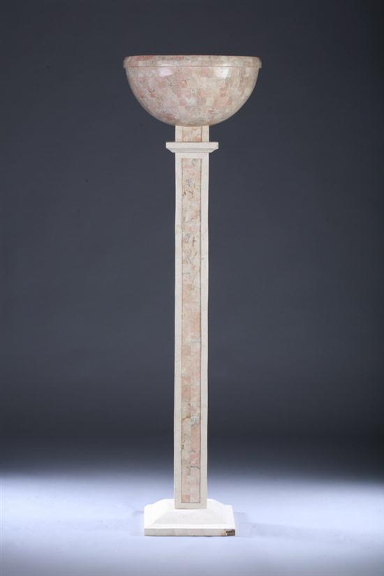 CONTEMPORARY MARBLE VENEERED TORCHERE, early 21st century. - 72 in. high.