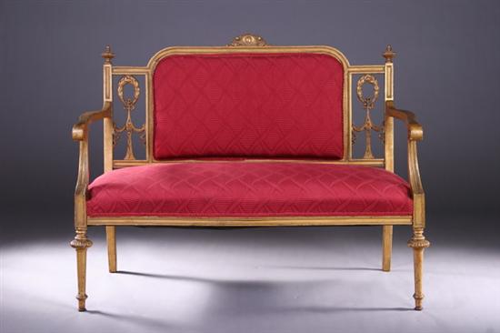 FRENCH LOUIS XVI-STYLE GILT-WOOD CANAPE, early 20th century. - 34 in. x 47