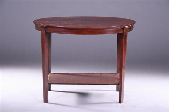 NEOCLASSICAL STYLE MAHOGANY OVAL SIDE TABLE, 20th century, with stringing i