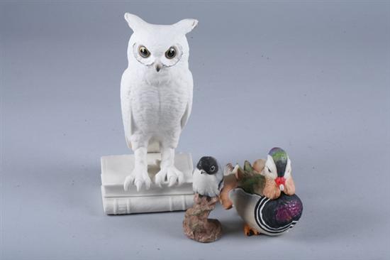 THREE BOEHM PORCELAIN FIGURES OF BIRDS, Stamped underside. - 4 in. to 9 in.