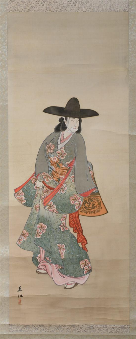 AFTER ZHEN JIAN (Japanese, 20th century). YOUNG WOMAN, Ink and color on pap