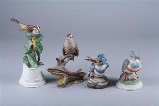 FOUR BOEHM PORCELAIN FIGURES OF BIRDS, Stamped underneath. - 5 1/2 in. to 9
