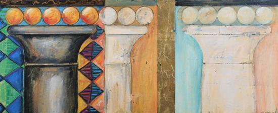 NESBIT (American, 20th century). THREE COLUMNS, signed and dated 91 lower r