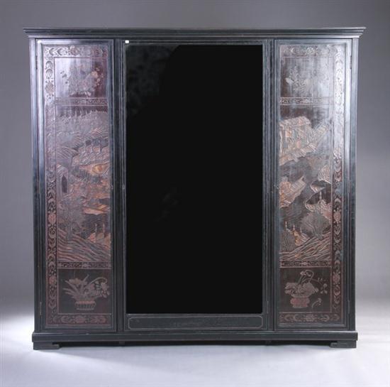 CHINESE COROMANDEL LACQUER CABINET, 19th century. - 74 1/2 in x 74 1/2 in.