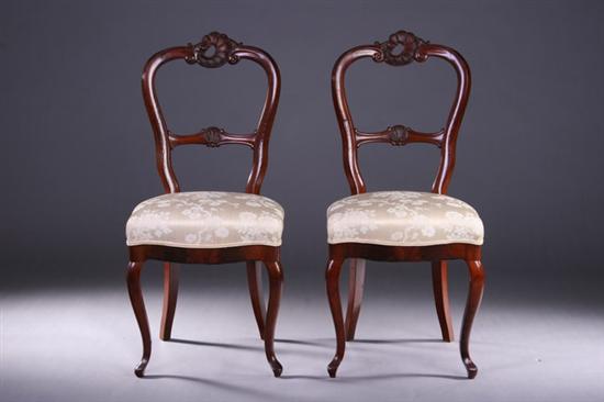 PAIR ROCOCO REVIVAL FRUITWOOD SIDE CHAIRS, Early 20th century. - 38 1/4 in.