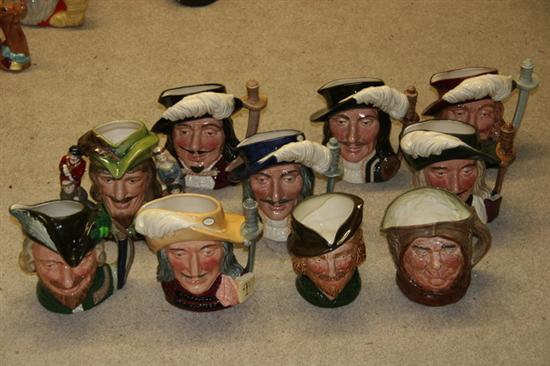 TEN ROYAL DOULTON CHARACTER JUGS OF THE THREE MUSKETEERS AND ROBIN HOOD. -