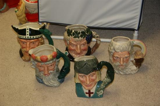 FIVE ROYAL DOULTON CHARACTER JUGS OF MYTHIC AND RELIGIOUS FIGURES. - 7 1/4