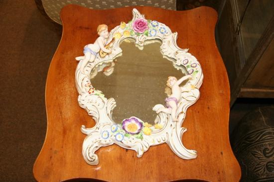 DRESDEN PORCELAIN WALL MIRROR, late 19th-early 20th century. - 14 in. x 10