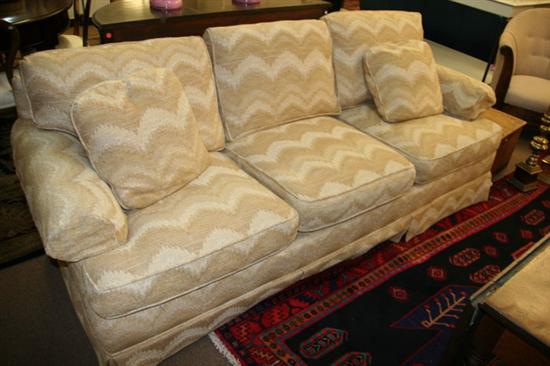 CONTEMPORARY BOX FORM SOFA, Late 20th Century with neutral flame-stitch pat