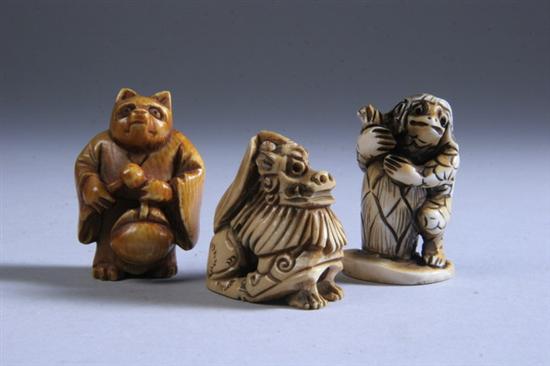 THREE JAPANESE IVORY NETSUKE, 20th century. - 1 7/8 in. high.