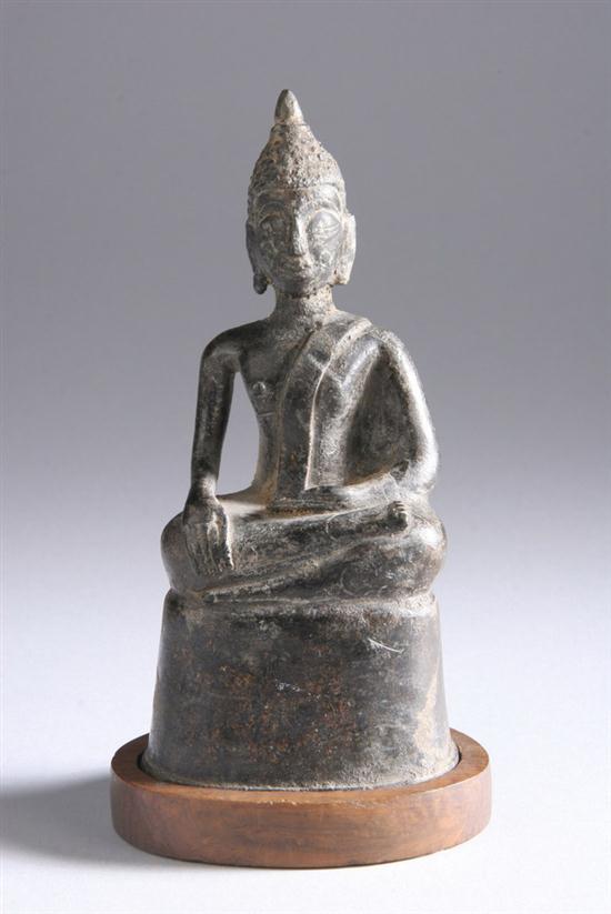LAOTIAN BRONZE FIGURE OF SEATED BUDDHA. - 6 1/4 in. high.