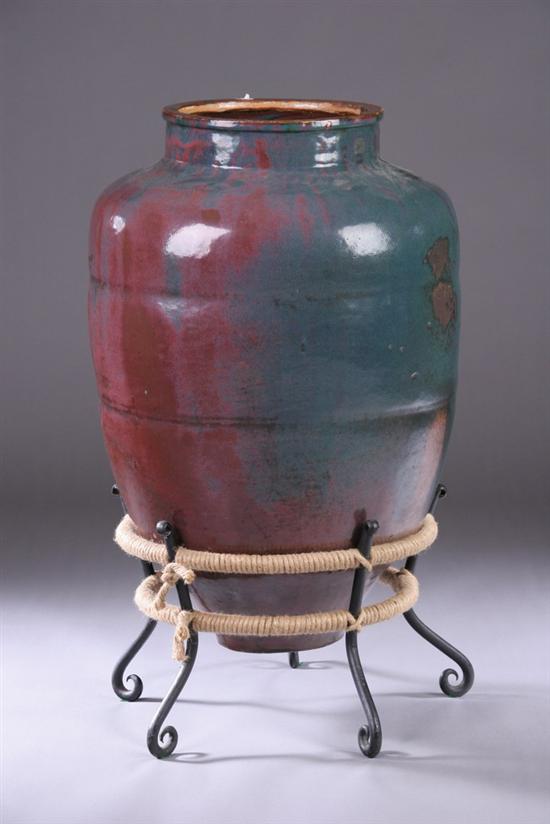 CHINESE FLAMBÉ STONEWARE JAR, Qing Dynasty. - 29 1/2 in. high.