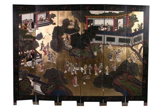 CHINESE COROMANDEL SIX-FOLD SCREEN. - Each Panel: 72 in. x 15 3/4 in.