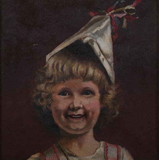 AMERICAN SCHOOL (20th century). YOUNG GIRL IN PARTY HAT, A MEMBER OF THE TA