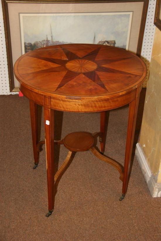 NEOCLASSICAL STYLE STAR-INLAID CIRCULAR MIXED WOOD SIDE TABLE, 20th Century