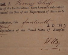 1827 HENRY CLAY signature as Secretary of State in City of Washington