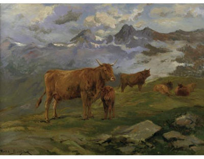 Description: Sotheby's New York - CATTLE IN THE PYRENEES