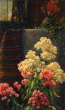 Description: Weschler's Auctioneers & Appraisers - Interior Scene with Still Life of Pink and White Hydrangeas