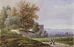 Description: Description: Christie's Zurich - Paysage bois avec deux personnages