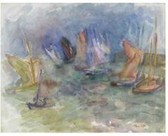 Description: Sotheby's London, New Bond Street - VOILIERS DANS LE PORT DE L'LE D'YEU