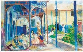 Description: Sotheby's Paris - WOMEN GATHERING IN A PATIO