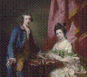 Description: Description: Christie's London, King Street - Portrait of William Earle Welby (c. 1734-1815), of Denton, Lincolnshire and his first wife, Penelope (1737-1771), playing chess, before a draped curtain