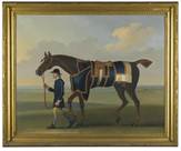 Description: Sotheby's London, New Bond Street - PORTRAIT OF THE RACEHORSE SEDBURY, WITH A GROOM