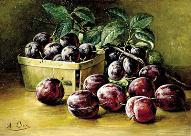 Description: Charlton Hall Galleries, Inc - Plums in a Basket