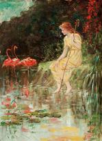 Description: Heritage Auctions (HA.com) - Maiden with Flamingos