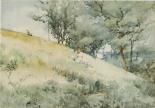 Description: Christie's New York, Rockefeller Center - Girl Sitting on a Hillside