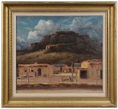 Description: Brunk Auctions - Pueblo Near Santa Fe 1932