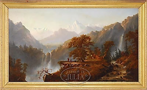 Description: James D Julia, Inc. - ROCKY MOUNTAIN VISTA WITH NATIVE AMERICANS