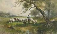 Description: Bonhams & Butterfields San Francisco - A Shepherd, His Dog, and His Flock
