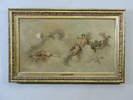 Leland Little Auction & Estate Sales - Floating Female nudes and putti against moonlit sky