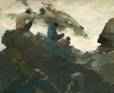 John Moran Auctioneers - Ship wreck, figures on rocks